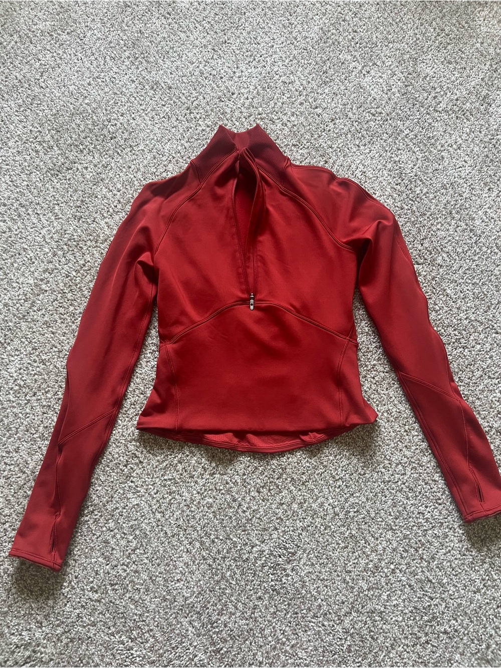 Women's Red Long-Sleeve Half Zip